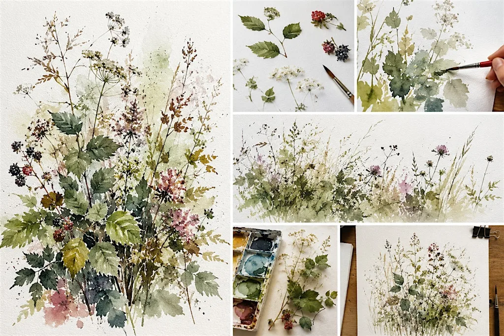 Beginners Watercolours: Late Summer Foliage at 8 Hop Gardens