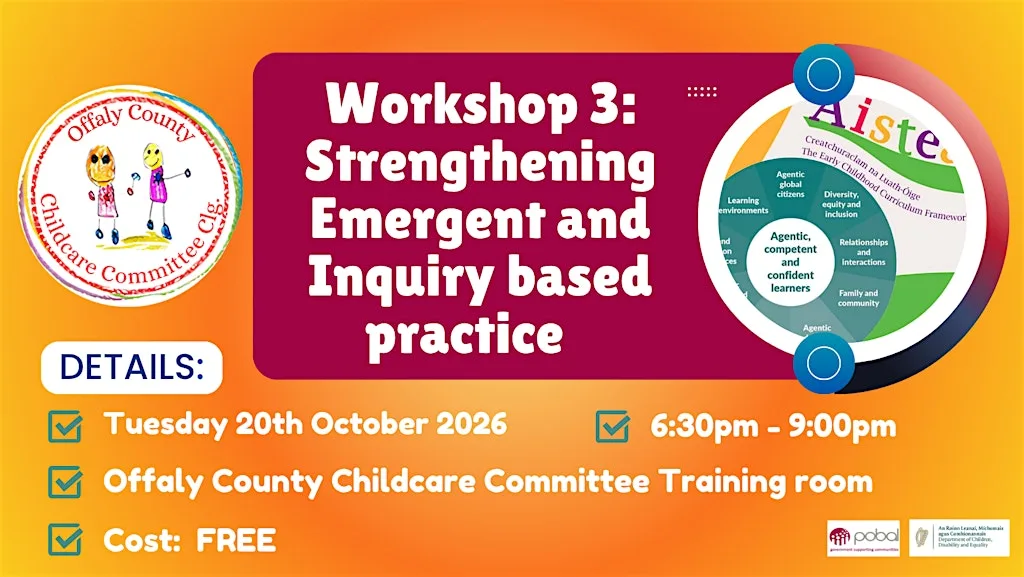 Workshop 3: Strengthening Emergent and Inquiry based practice at Offaly CCC Training Room R35 Y7PO
