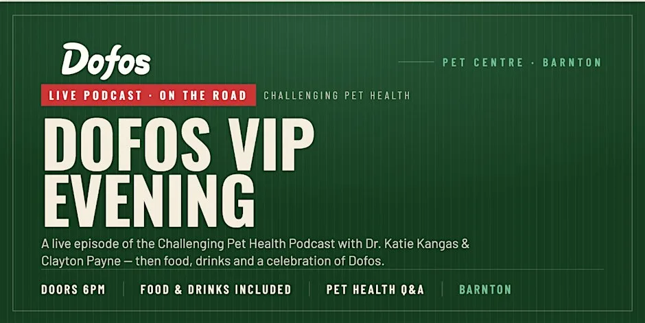 Dofos Vip night at Barnton with the Challenging Pet Health Live (podcast) at Dofos Pet Centre & Dog Grooming