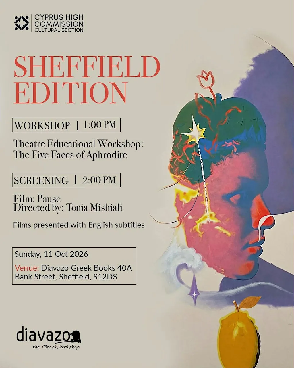 The 5 Faces of Aphrodite + Film Screening @ Diavazo Greek Books at 40a Bank St