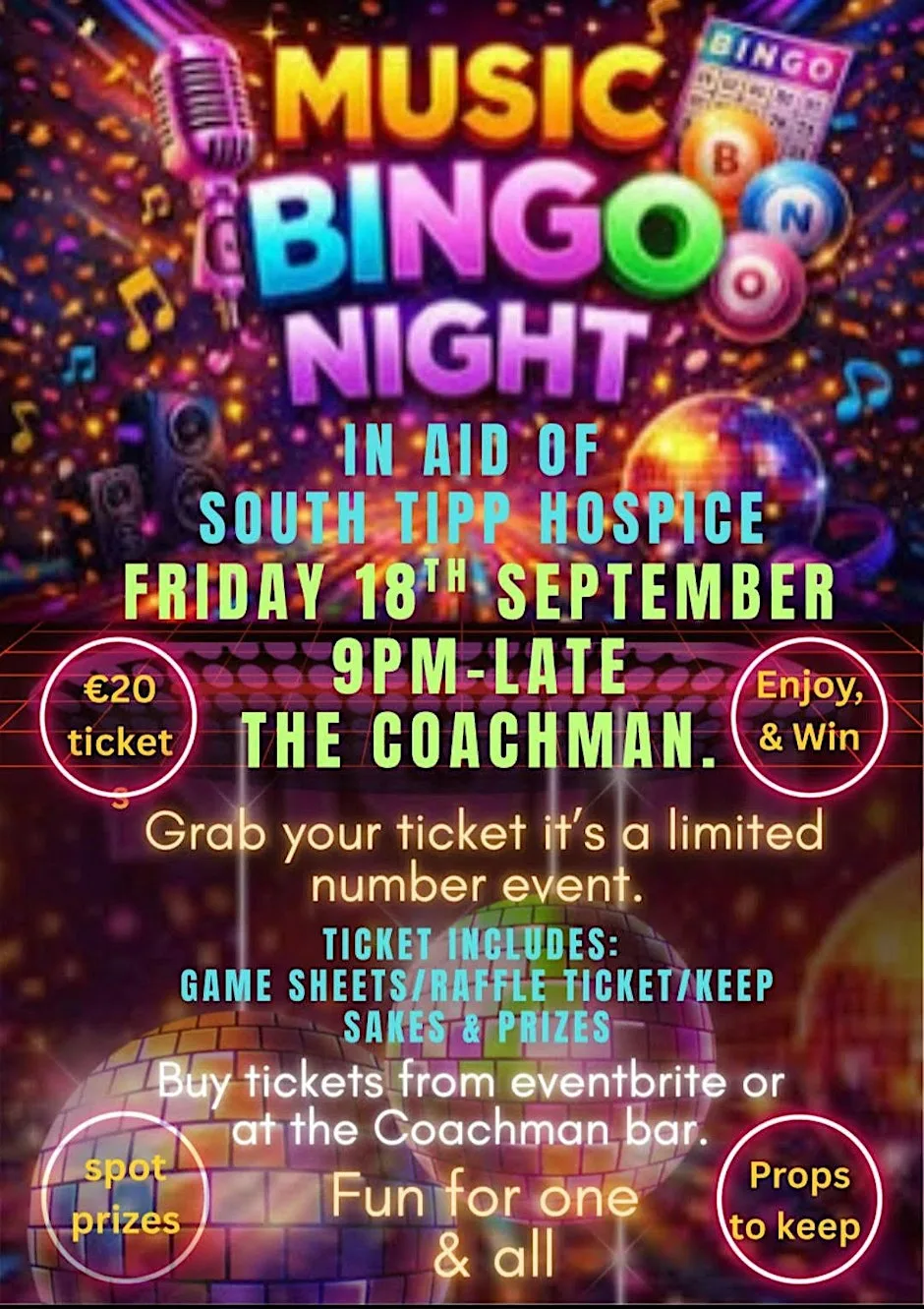 Music Bingo at the Coachman - in aid of South Tipperary Hospice at The Coachman