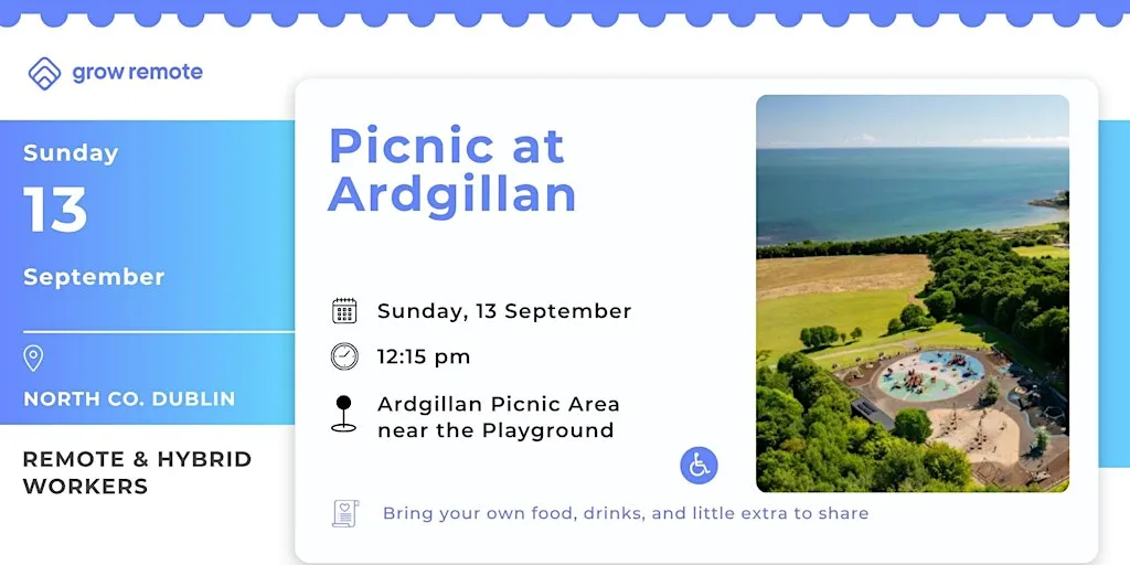 Picnic at Ardgillan for Remote & Hybrid Workers in North Co Dublin at Ardgillan (Picnic Area near the Playground)