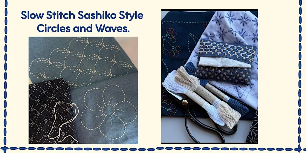Slow Stitch Sashiko Style Circles and Waves at 32 Devonport Rd