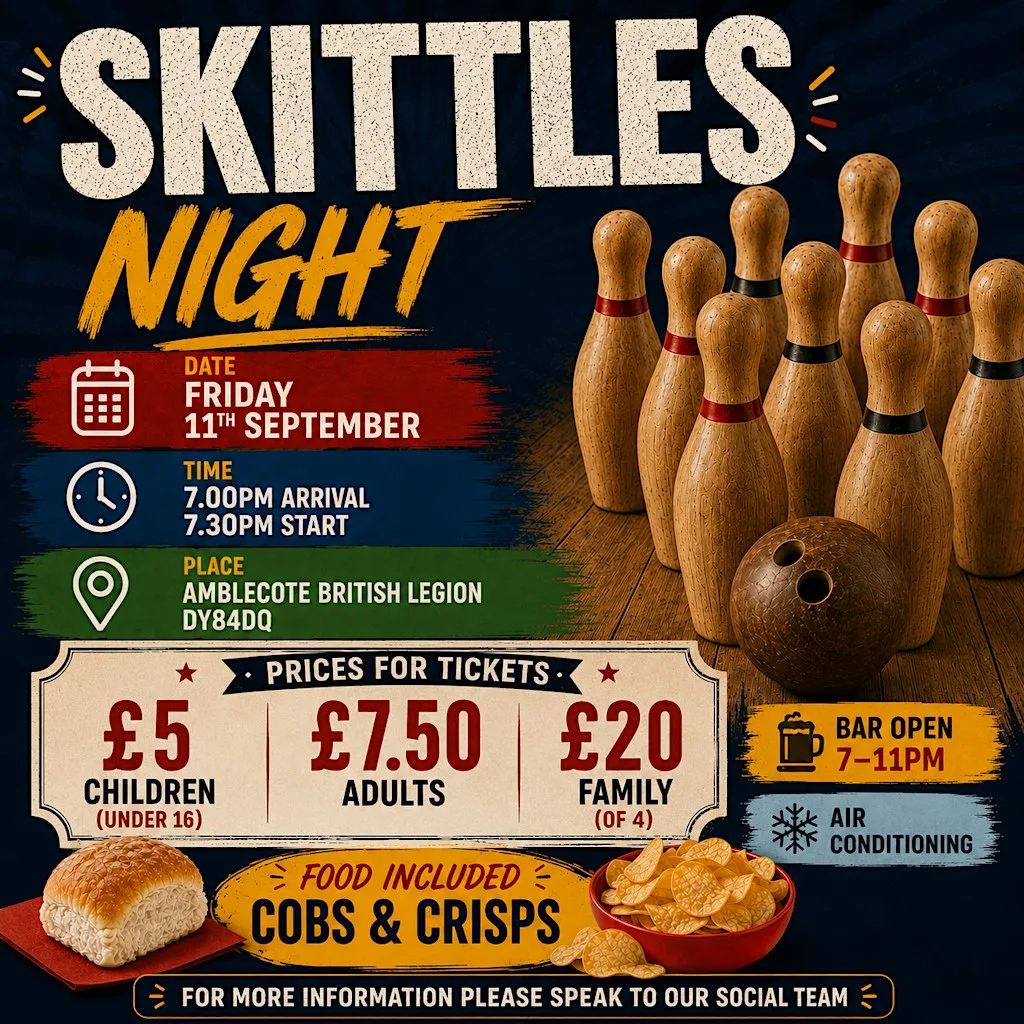 Skittles Night at Amblecote Royal British Legion at Amblecote Royal British Legion