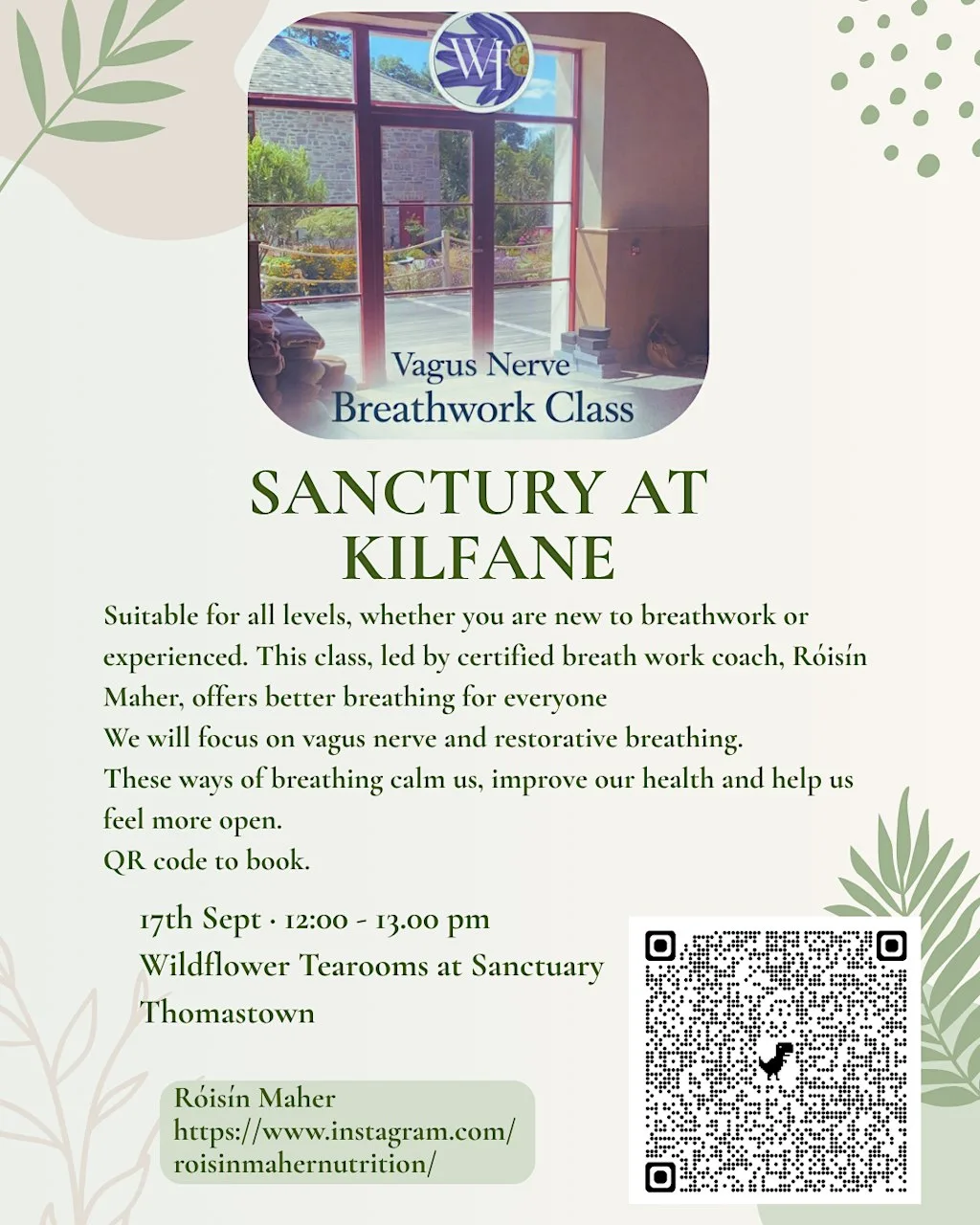 Vagus Nerve Breathwork Class- Kilfane, Thomastown at Wildflower Tearooms at Sanctuary