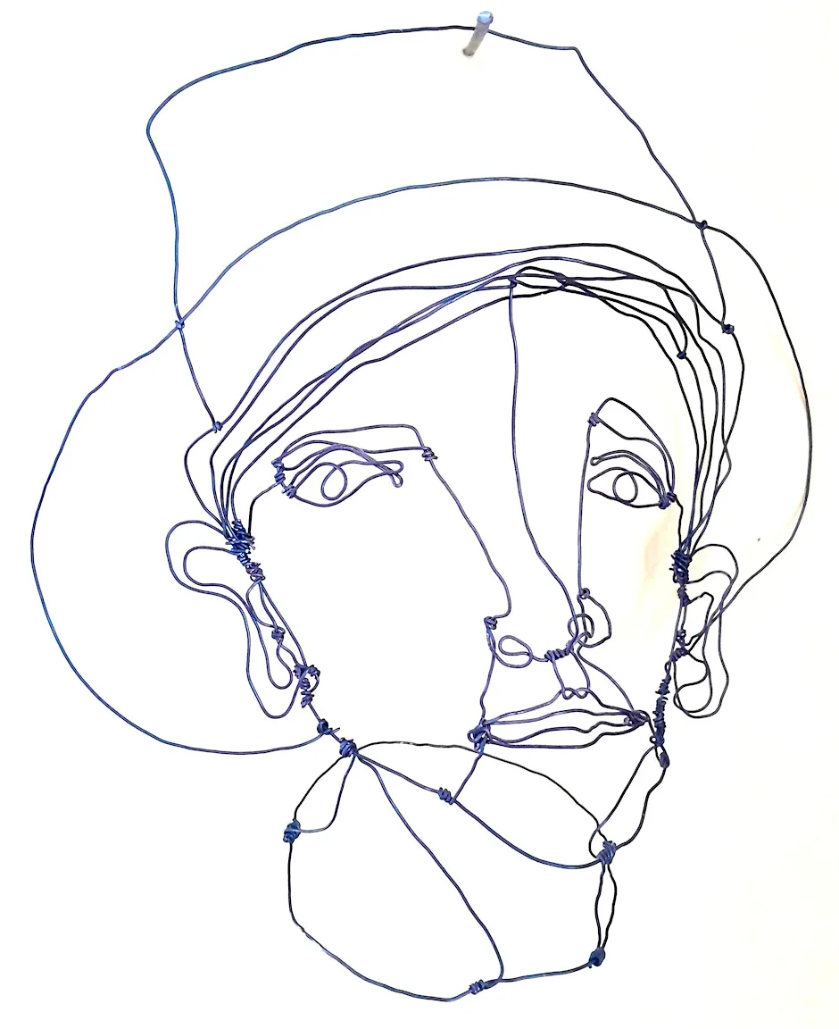 Drawing faces in wire inspired by Alexander Calder at Off The Rails Arthouse