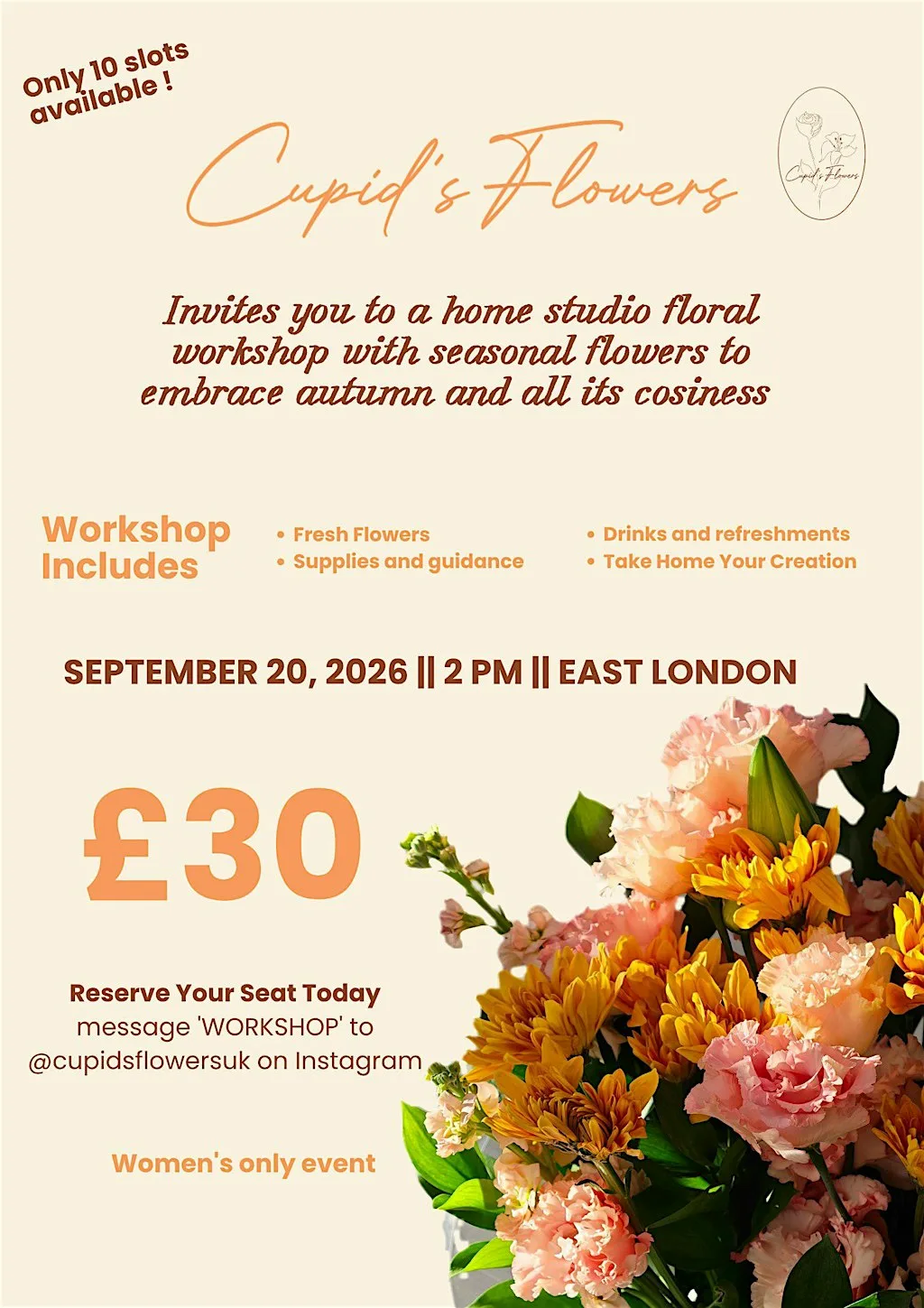Seasonal floral workshop - home studio in East London