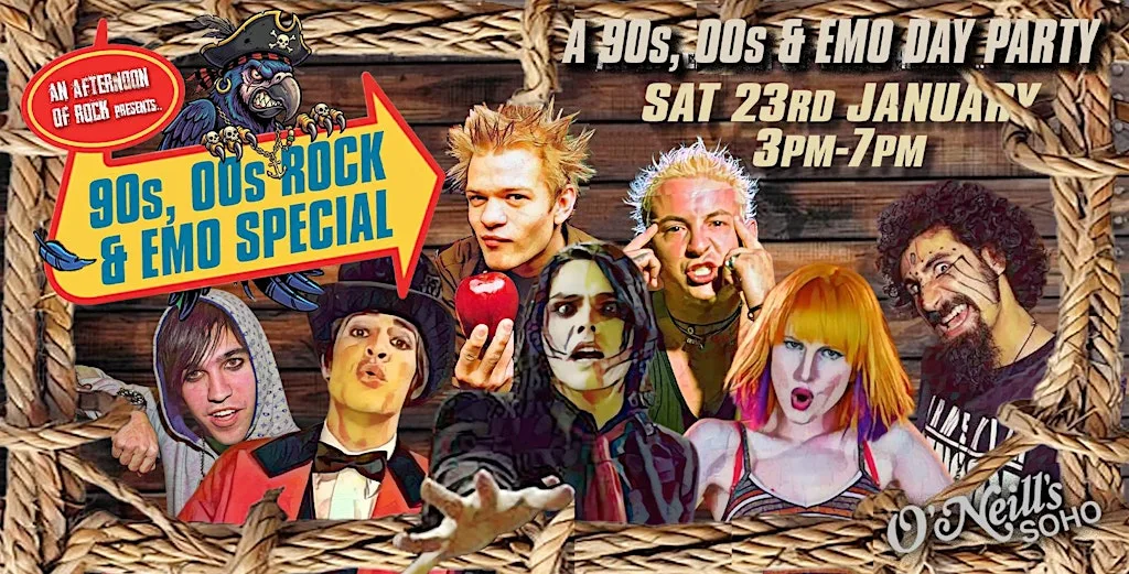 LONDON An Afternoon of Emo & 90s, 00s Rock: Sat 23rd January, 3pm-7pm
