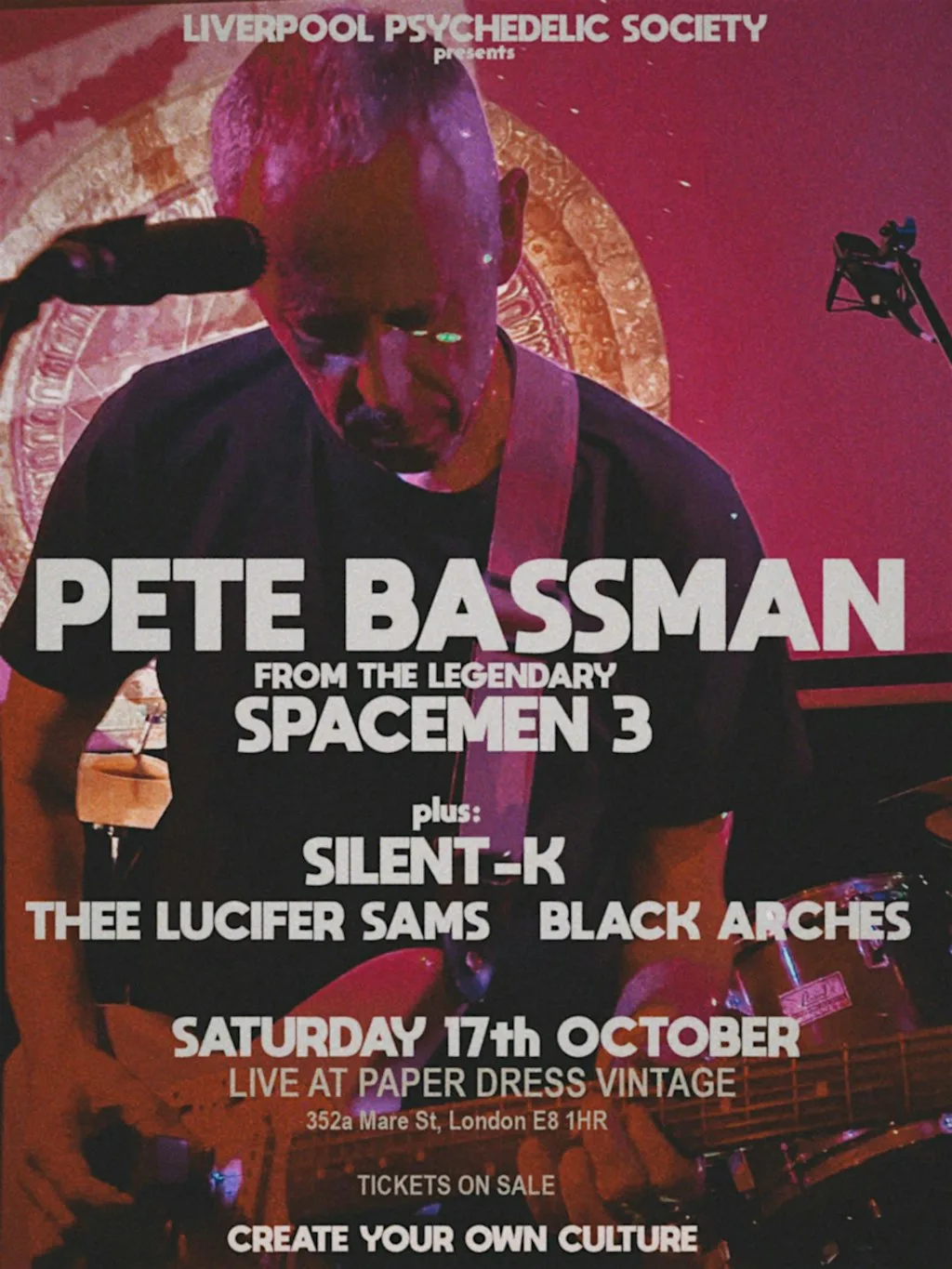 Pete Bassman (Spacemen 3) + Silent K + Black Arches + Warlander (US) at Paper Dress Vintage