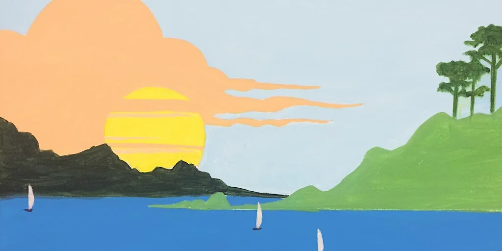 Sip & Paint Art Deco Summer Seascape at London Art Bar, Holborn