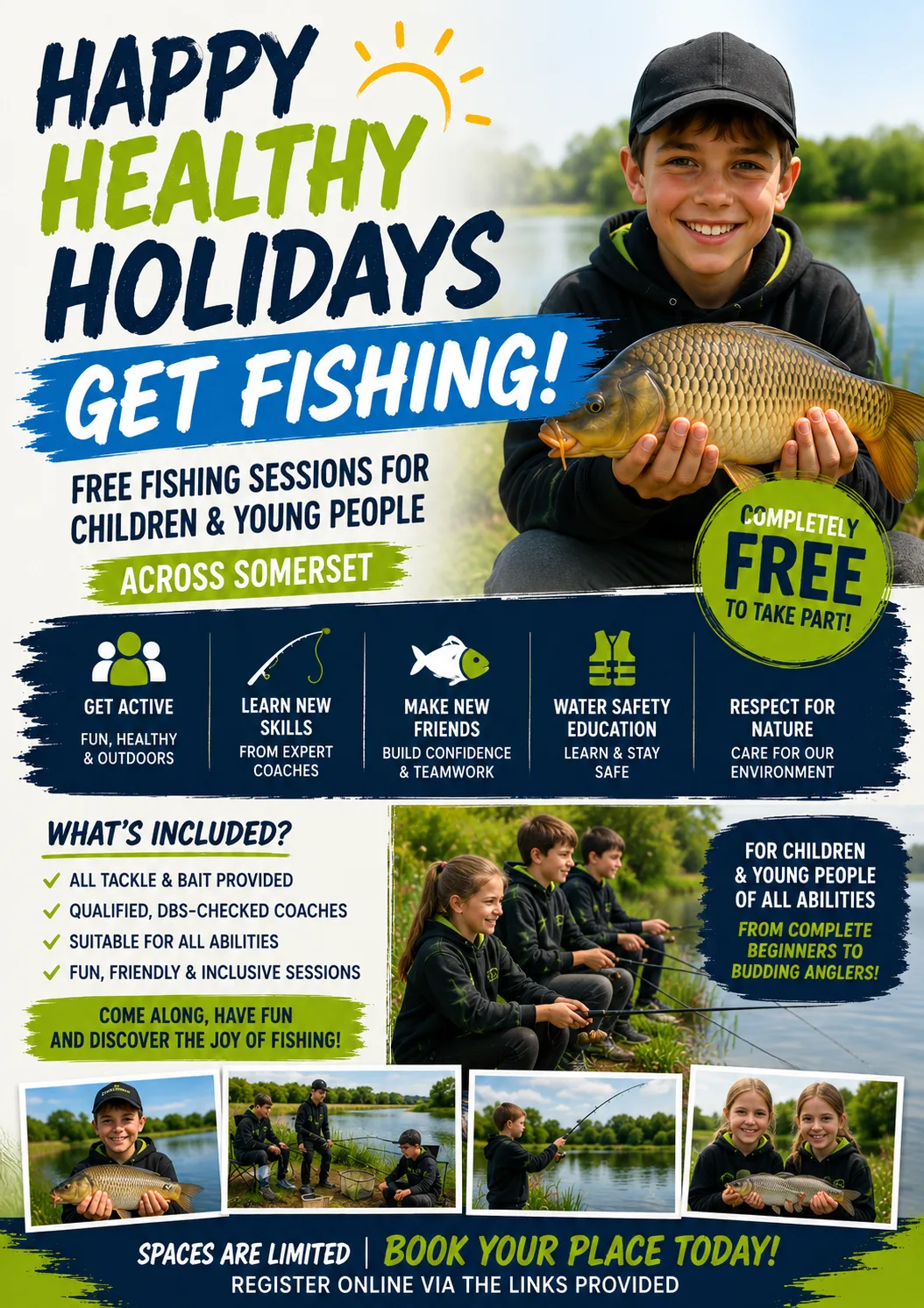 Free Holiday Fishing Sessions for Children & Young People at Walrow Ponds