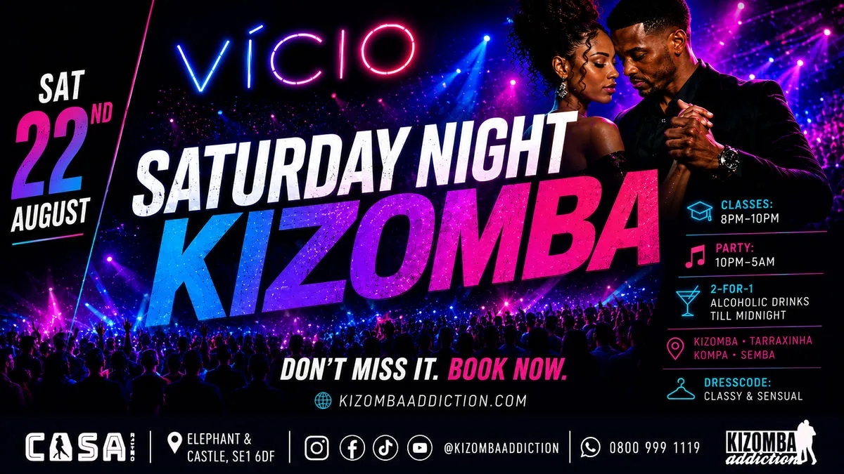 Vício — Saturday 22 August | Kizomba Until 5AM at Casa Ritmo