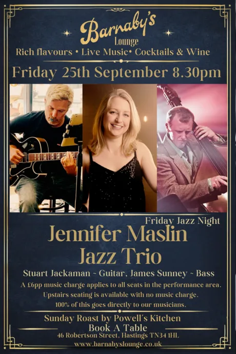 Jennifer Maslin Jazz Trio ~ 8.30pm