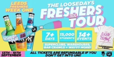 THE OFFICIAL VK X LOOSEDAYS LEEDS BECKETT BAND 2026 🤩💕 INCLUDES DVOTION @ THE WAREHOUSE, TROPILOCO @ HOME, MINT WAREHOUSE & FRESHERS FESTIVAL @ BEAVERWORKS + MORE // LESS THAN 50P PER EVENT 🪩⚡️ 7+ DAYS - 14+ EVENTS