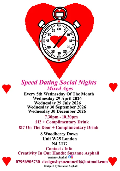 Speed Dating Social Nights. Mixed ages. Wednesdays
