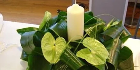Designer Candle & Fresh Flower Arrangement