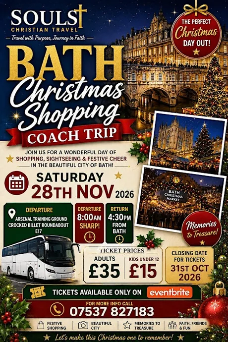 Souls Christian Travel to Bath Christmas shopping Experience