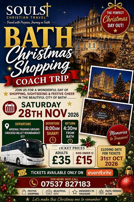Souls Christian Travel to Bath Christmas shopping Experience