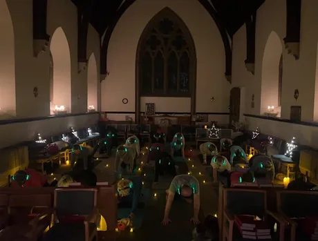 Candle lit yoga at the Church of the Holy Rude