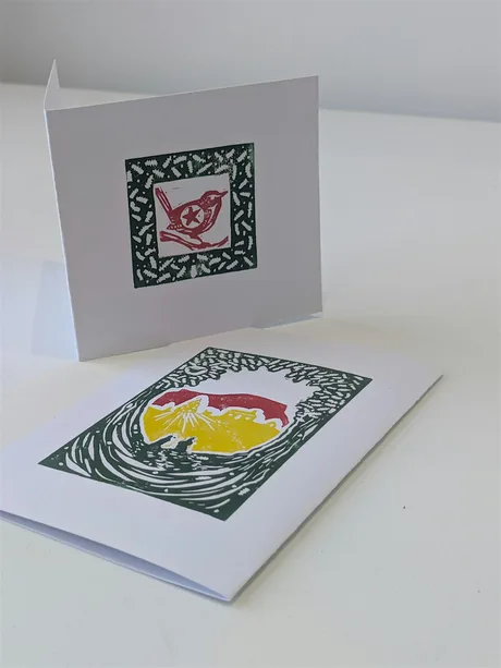 Jigsaw Linocut Christmas Cards