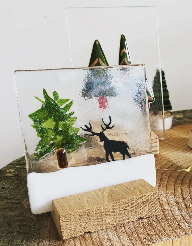 Fused Glass Winter Scene