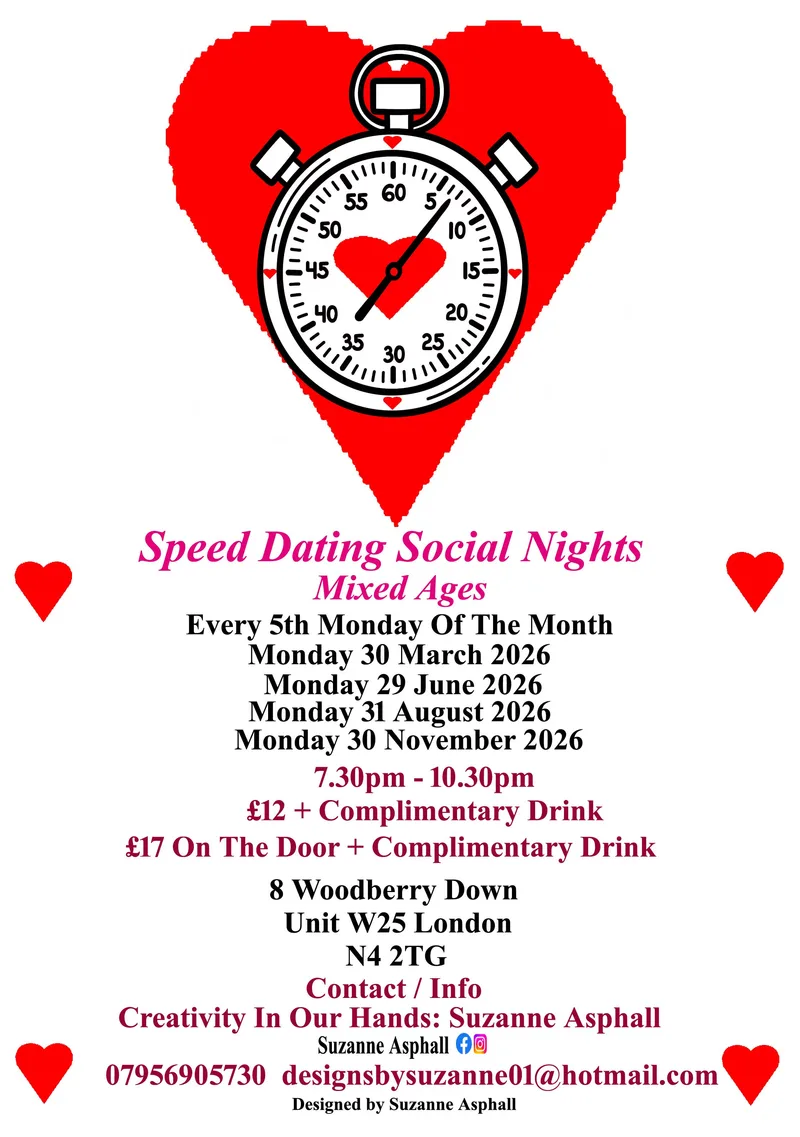 Speed Dating Social Nights. Mixed ages. Mondays
