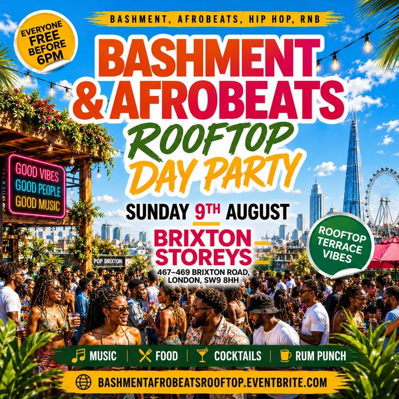 Bashment & Afrobeats - Rooftop Day Party - Everyone Free Before 6PM