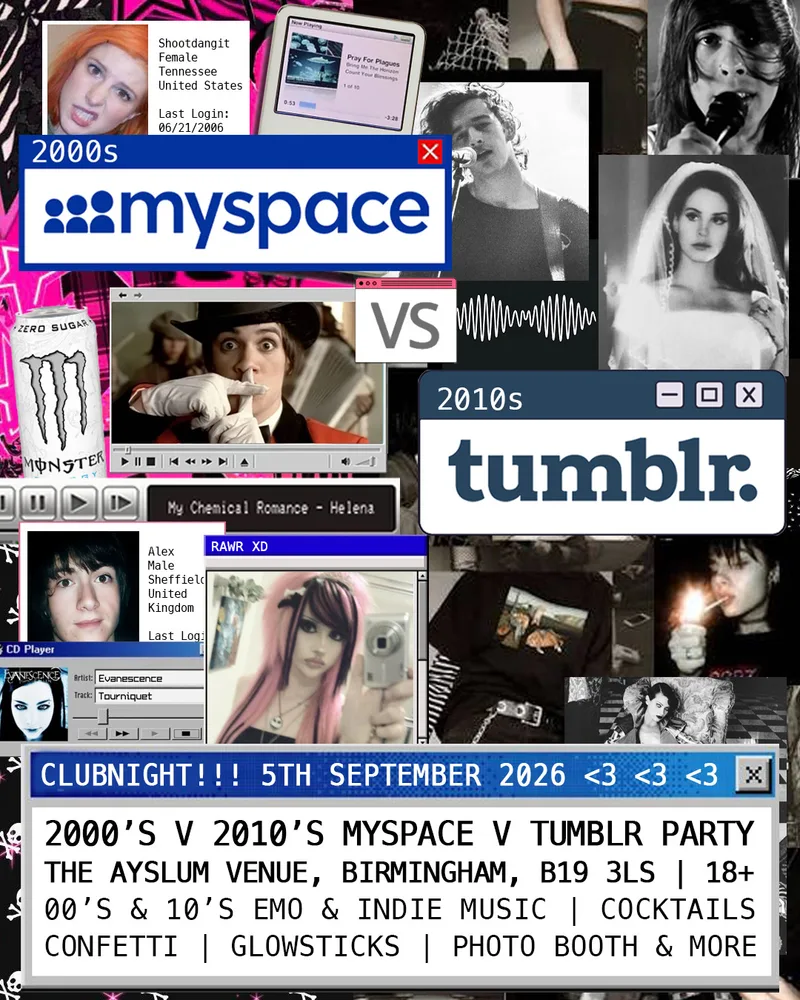 MySpace vs Tumblr: 2000's & 2010's Emo and Indie Clubnight 💿🌙