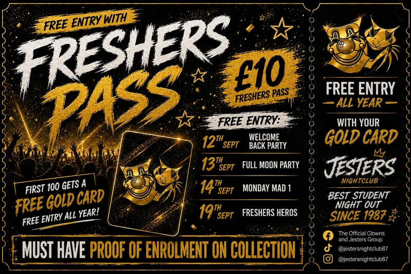 Jesters Freshers Pass - FRESHERS ONLY