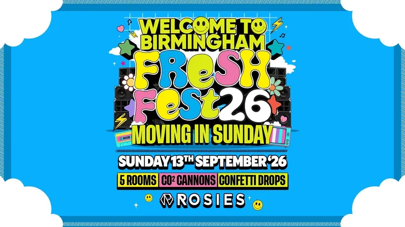 🎪 FRESHERS x RETURNERS FEST MOVING IN SUNDAY 🎪 ROSIES. BROAD ST 🎪 13-09-26