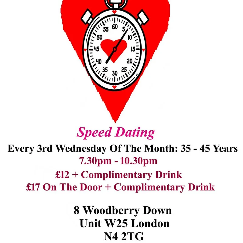 Speed Dating. 35 - 45 years. Wednesdays