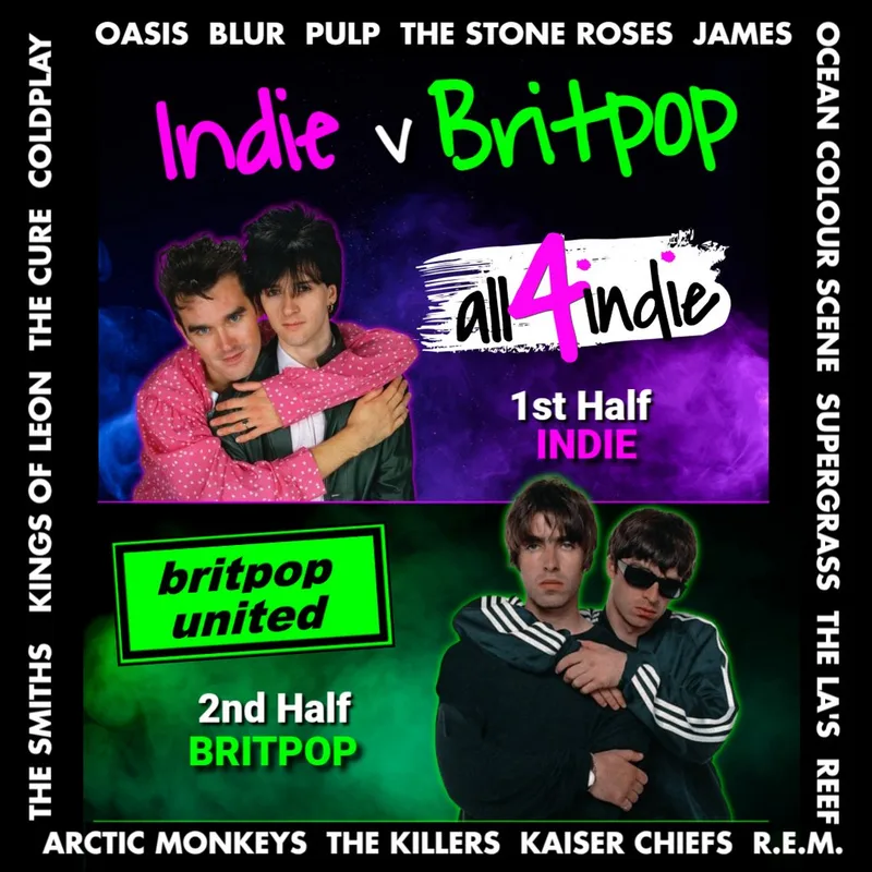 INDIE vs BRITPOP Double Headliner: all4indie vs Britpop United