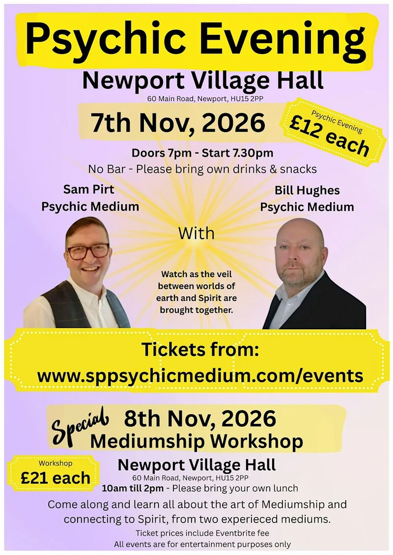 Mediumship Workshop SPECIAL with Psychic Medium's Sam Pirt & Bill Hughes