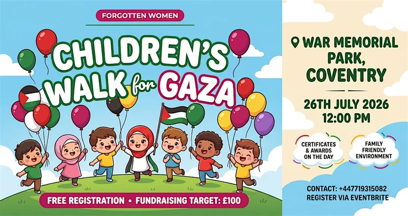 Children’s Walk for Gaza in Coventry War Memorial Park