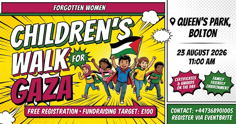 Children’s Walk for Gaza in Bolton Queen’s Park