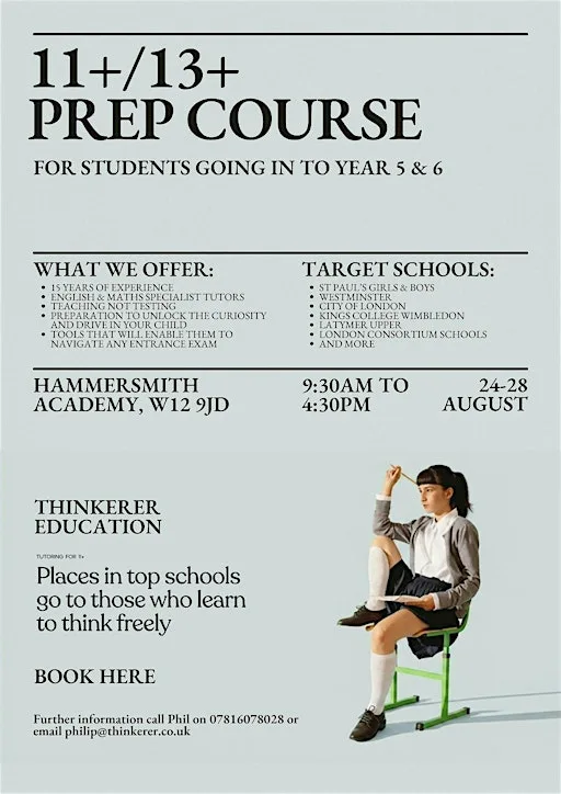 11+/13+ Prep Course // August 24-27 9:30-4:00 // Week before school starts