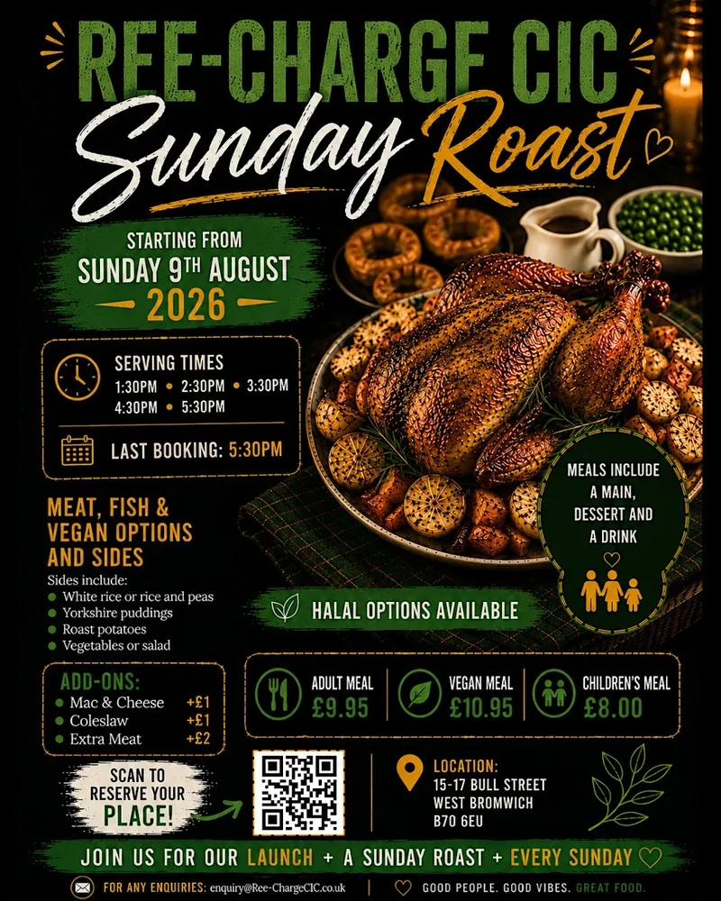 Sunday Roast at REE-CHARGE CIC | Launch Day | 9 August 2026