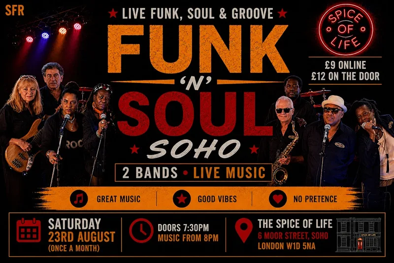 Live Funk & Soul Night Soho | Sunday 23 August | 2 Bands