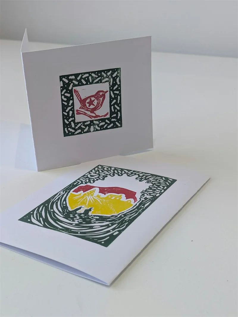 Jigsaw Linocut Christmas Cards